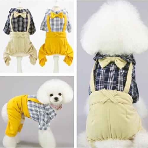 Pet Dog Plaid Shirt Clothes Gentleman Style Puppy Jumpsuits Cat Rompers Dog T-shirt Shirt Cotton Vests for Small Large Dogs Cats