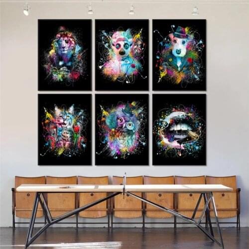 Modern Street Graffiti Art Abstract Animal Mouth Smoking Canvas Painting Poster and Print Wall Art Picture for Living Room Decor