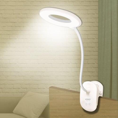 Rechargeable USB LED Reading Lamp Book Light Flexible LED Luminaria Table Touch On/Off 3 Levels Dimmable Nightlight Clip-on Lamp
