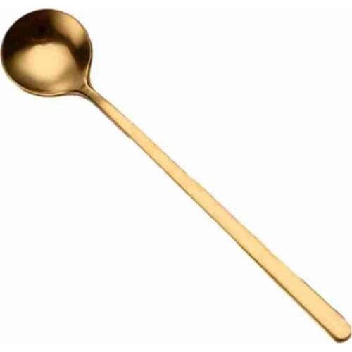 High Quality Retro Bar Coffee Spoon Round Head Spoons Dec Long Spoon Spoon Kitchen Steel Home Handle Head Gold Sq R9N1