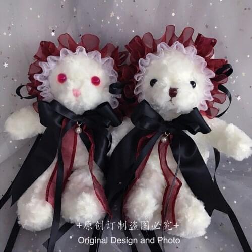 Japanese Dark Girl Lolita Gothic Bloody Bear Doll Shoulder Bags Soft Girl Cosplay Yandere Kawaii Plush Crossbody bag Handbag