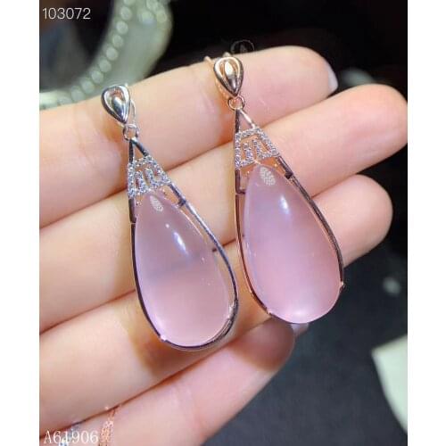 KJJEAXCMY boutique jewelry 925 sterling silver inlaid natural powder crystal hibiscus stone gemstone female necklace pendant sup