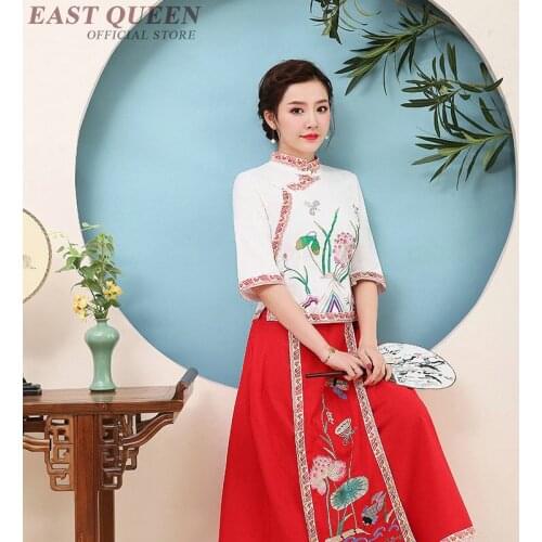 Chinese Style Clothing Women Hanfu 2019 Spring Summer Retro Vintage Shirt Female Tunic Tea Ethnic Ladies Chinese Tops TA1712