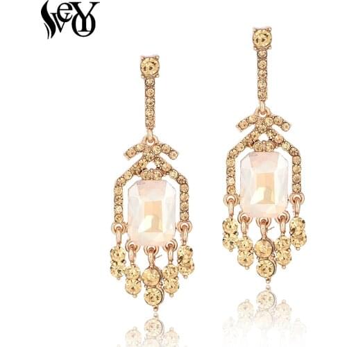 VEYO Classic Crystal Drop Earrings Brincos Pendientes New Geometric Vintage Earrings For Women Jewelry Elegant Bijoux Wholesale