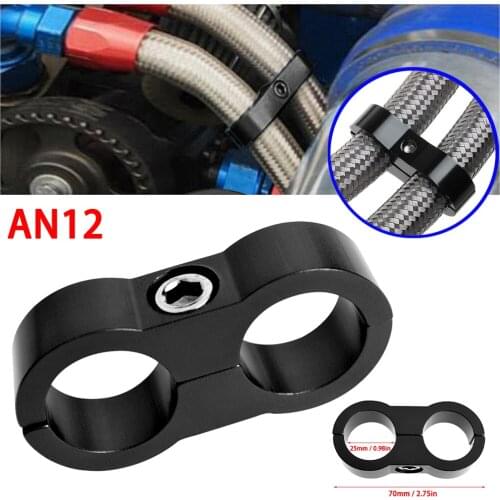 1pcs 12an Braided Hose Separator Clamp Fitting Adapter Fit Oil Fuel Hose Line Bracket Oil Line Clip Hood Black Car Accessories