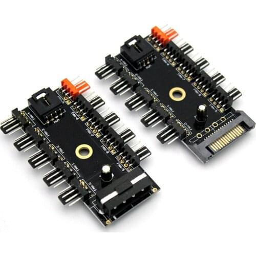 10 Ports Fan HUB Desktop Case Cooler Splitter Extension Adapter SATA/Large 4 Pin Power Supply for PC Chassis