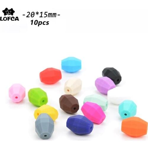 LOFCA 10pcs Silicone Teething Beads Oak Barrel Baby Teether Soft Cute Charm Jewelry Mom Necklace Pacifier Holder