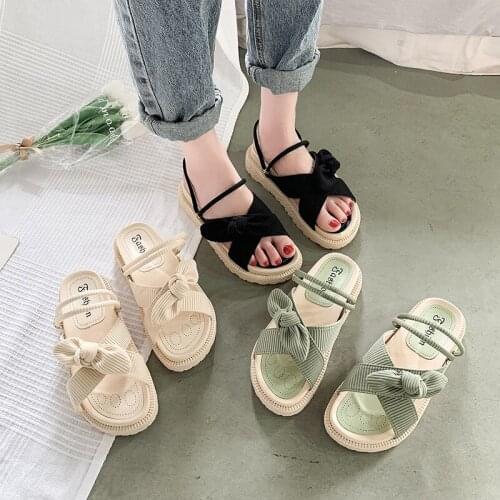 2021 Summer New Fashion Outdoor Slippers Female Roman Lazy Flat Dual-Purpose Beach Sandals