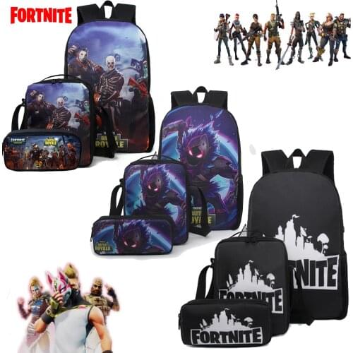 3pcs/Set Backpack Fortnite Shoulder Bag Youth Men Fortress Night Backpack Travel Bag Multifunctional Game Anime Teens Shchoolbag