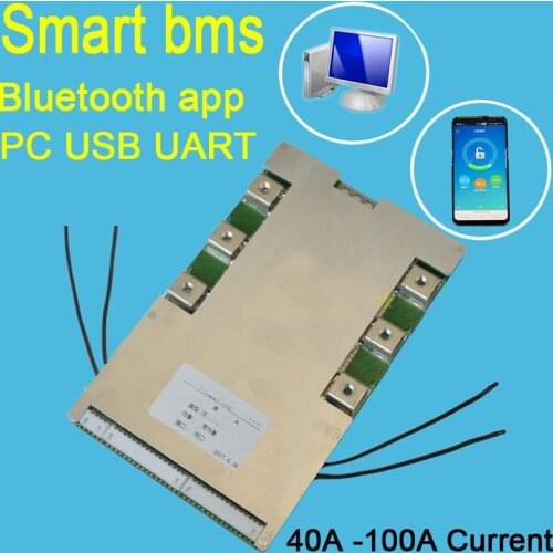 30S lifepo4 Lipo Lithium Battery Protection Board Li-ion Smart BMS Phone APP Computer Communication 40A 60A 100A 30 cells packs