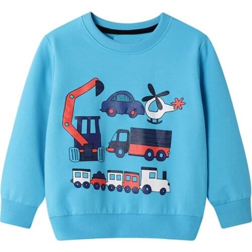 BINIDUCKLING Blue Car Printed Sweartshirts For Kids Boys 2 3 4 5 6 Years Autumn Fall Spring Clothes Tops Sweater Children Boys
