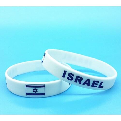 100pcs Israel Flag Logo Bracelets Men Hologram Sport Silicone Bangle Wristband Country ID World Rubber Wrist Strap Accessories