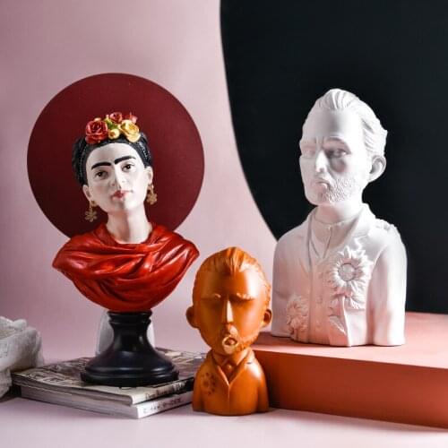 Home/office Desktop Decoration Sculpture Sketch Gifts 2021 Resin Statue Van Gogh Portraits European Bust Figurines Mini Gypsum