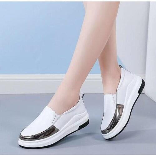 Spring Autumn Women Flats Shoes Woman Platform Slip on Sneakers Women Guneine Leather Ladies Tenis Loafers Moccasins Casual Shoe