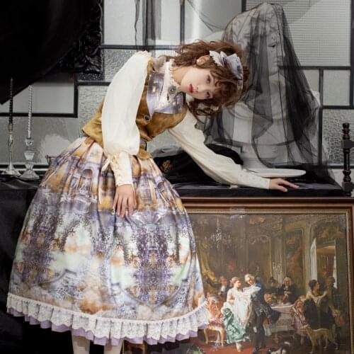 Dusk of the Gods ~ Elegant Printed Lolita Long Skirt by Miss Point ~ Custom Tailored