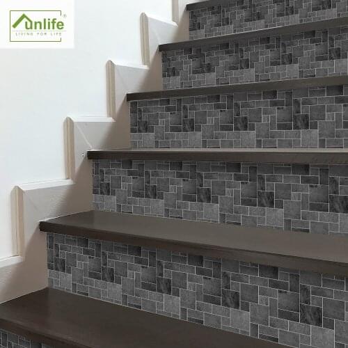 Funlife® Bathroom Home Black Stone Stair Stickers Self-Adhesive Waterproof Stairway Ground Sticker DIY Anti-Slip Floor Stickers