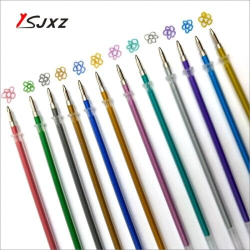 12pcs/set 1.0mm Flash Gel Pen Highlighter Refill Colored Full Shinning metal Refills Painting ballpen Pen Refills write drawing