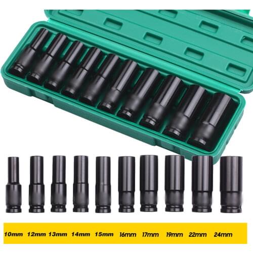 20Pcs/Set 1/2" Drive Deep Impact Sockets Drive Metric Wrench Socket Deep Impact Socket Pneumatic Wrench Head Tire Removal Tools