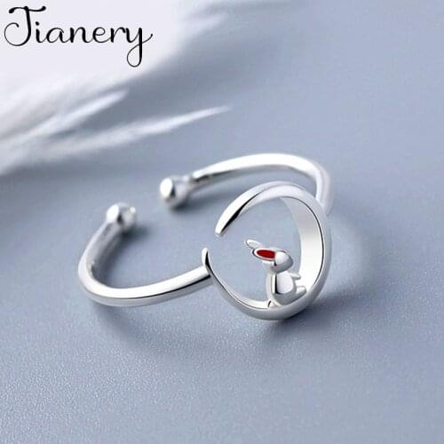 Hot Sale Bohemian New Charming Moon Rabbit Rings For Women Fashion Open Finger Rings Female Boho Jewelry 2021