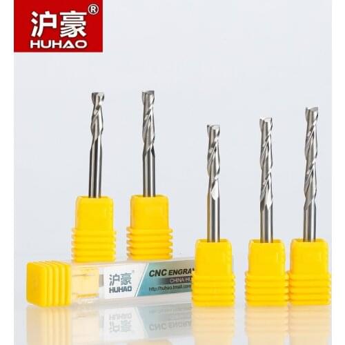 HUHAO 1pc Shank 4mm Milling Cutter 2 Flutes Spiral With Blade CNC End Mill Router Bit For MDF Wood Tungsten Carbide Router Tool