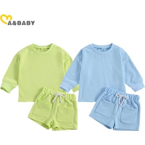 Ma&Baby 1-6Y Autumn Spring Toddler Kid Girl Boy Clothes Set Long Sleeve Sweatshirt Shorts Outfits Child Tracksuit
