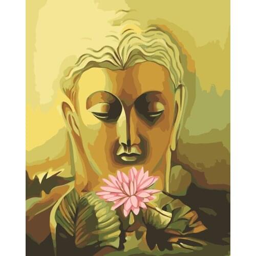 MaHuaf-j003 flower Buddha Painting Coloring by Numbers DIY Oil Painting Hand-painted Paint by number art picture for home Decor