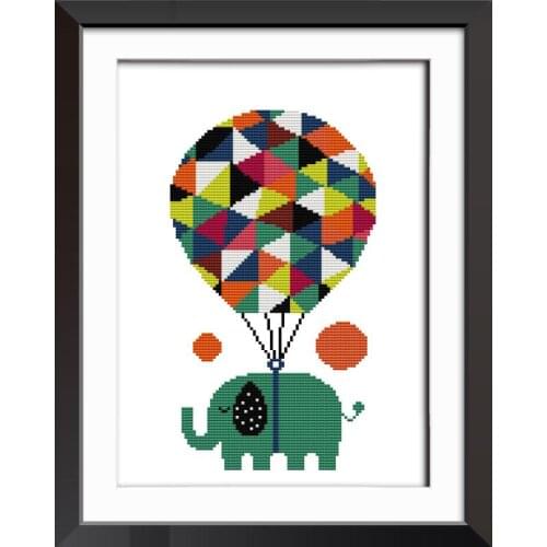 Joy Sunday Elephant Cute Cartoon ChineseCounted Printed PatternCross Stitch Embroidery Needlework Set New Years Baby Room Decor