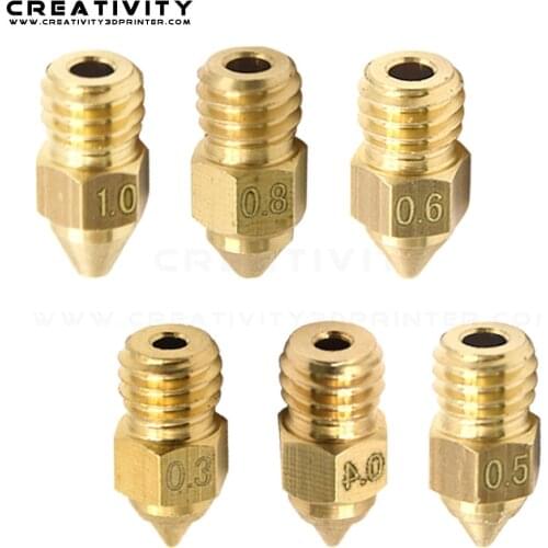 3/5pcs CR-6 SE Printer 0.3/0.4/0.5/0.6/0.8/1.0MM Nozzle Hotend Nozzles For CRELITY CR-10 V2 CR-6 SE Ender-3 Ender-5 Series
