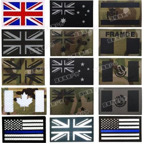 PVC Multicam Patch USA France Spain America Canada Mexico Germany Russia uk Australia Flag IR Infrared Military Reflective Patch
