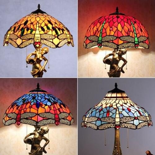 Tiffany Table Lamp 16 Inch Classic European Baroque Stained Glass bedroom Bedside Lamp E27 110-240V