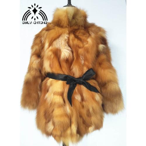 New Genuine real natural Fox Fur Coat Womens fashion Luxury Crystal fashiion Fur Jacket Winter Waistcoat Big Size