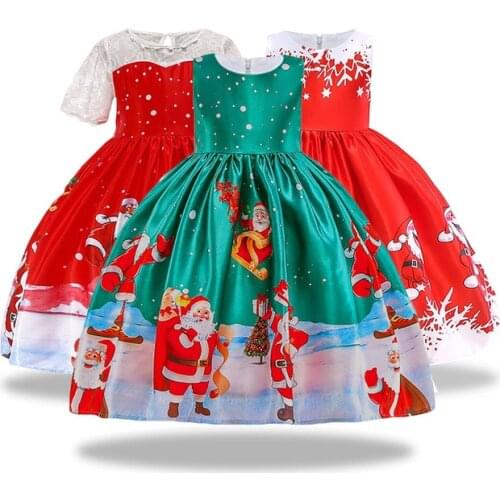 New Year Girl Dress Christmas Winter Baby Snow Holiday Children Clothing Children Party Santa Claus Costume Baby Gift 2-10 Yrs