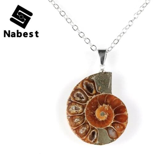 Women Men Natural Ammonite Fossils Conch Snail Pendant Necklace Ocean Reliquiae Animal Seashell Charm Lucky Reiki Stone Jewelry