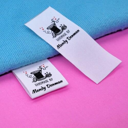 Custom Sewing label, Logo or Text - fold Tags, Personalized Brand , Printing Labels, sew on label (FR113)