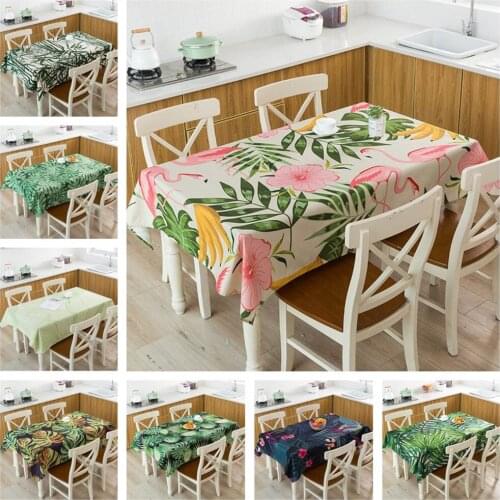 Tropical green plants flower printed rectangle Tablecloth picnic mat table cover linen decoration home desk restaurant party