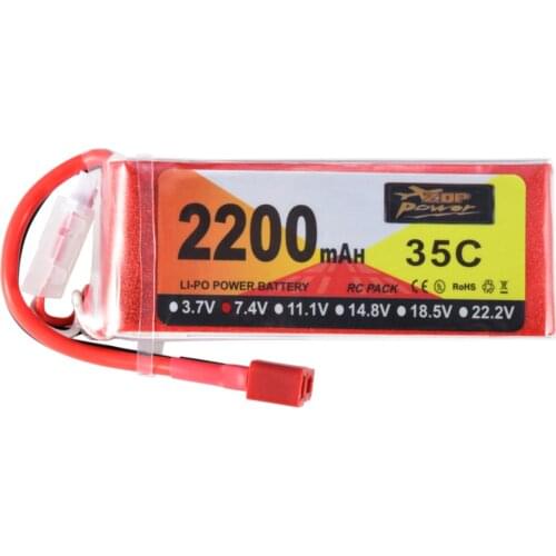 Good Sale ZOP Power 7.4V 35C 2200mAh 2S Lipo Battery T Deans Plug For RC Quadcopter Car Airplane Aircraft