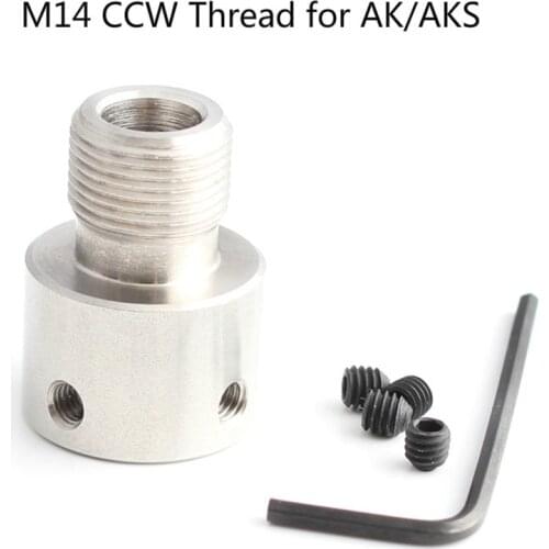 Tactical Stainless Steel M14 x 1 Left for AK/SKS 7.62*39 Thread Adapter