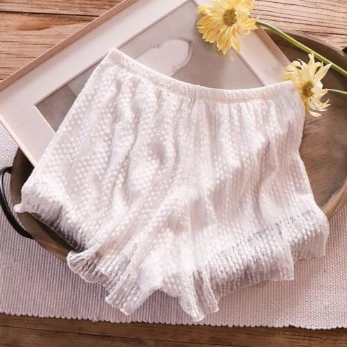 Women summer Sexy Safety Shorts Pants Double Seersucker stretchy underpants Boxer Brief Female Soft Underwear Home Pajama Shorts