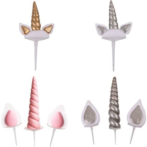 Unicorn Cake Topper Decoration, Cupcake Ornament for Birthday Party Supply Accessory, Decoration