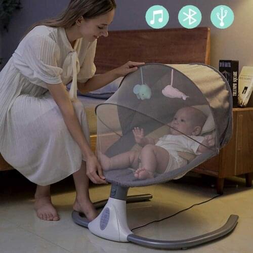 Smart Electric Baby Rocking Chairs Baby Swing for Children Chaise Longue for Baby Bouncer Baby Cradle with bluetooth Music Remot