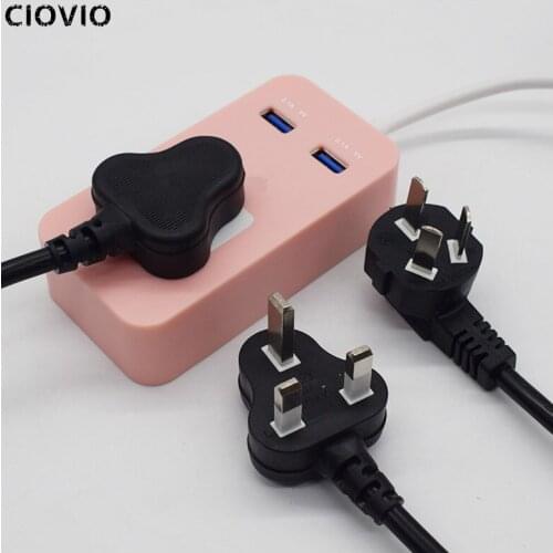 Fast Charging 2 USB Ports Universal Power Strip Travel Portable Charger Extension Cord Socket US Plug with UK AU EU Adapter
