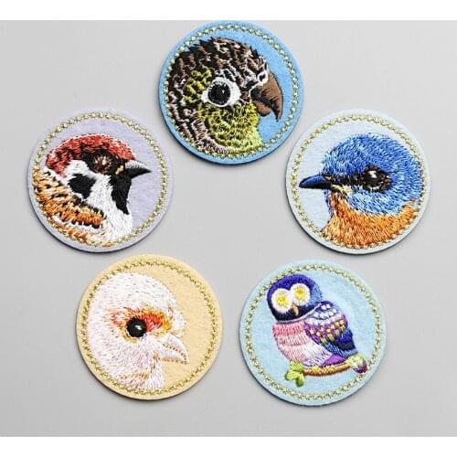 1pc small birds embroidered Patches for Clothing iron on Embroidery Stickers Clothing Applique Decoration carton Badge Animals