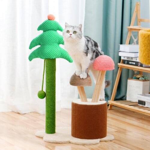 Funny Cat Tree Cactus Style Cat Scratching Post Cat Climbing Frame Tree Tower Playing Ball Toy For Cats Kitten Playing Jumping