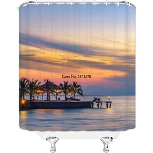 Unique Design And Long History Of The Great Wall Green Tree Sunshine Sunset Picture Hanging Shower Curtain Waterproof Mildew