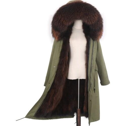 X-Long Parka Waterproof Women Winter Jacket Big Natural Raccoon Fur Lining Hood Real Fur Coat Thick Warm Real Fox Fur collar