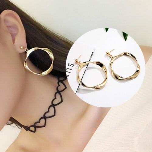 RONGBIN New Punk Geo Gold Colour Irregular Statement Drop Earrings Women Party Korean Noval Top Rock Neat Sale Rare club runway