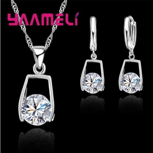 Unique Design Round Shape Austrian Crystal Bridal Wedding Jewelry Sets For Women 925 Sterling Silver Jewelry Wholesale