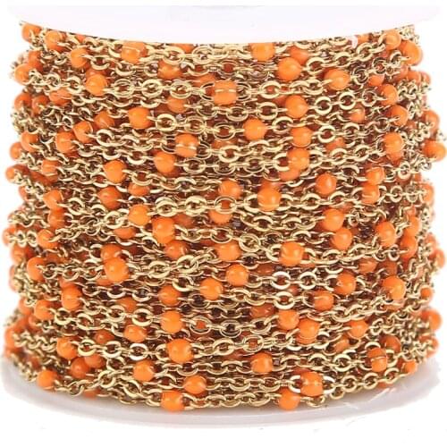 1 Meter 2mm width European Style Gold Plated Enamel Ball Chain Stainless Steel Satellite Chains for Necklace Jewelry Making