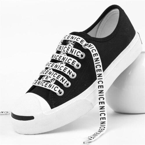 1 Pair New Letter "NICE" Printed Laces 1CM Width 120cm Length Canvas Sneakers shoelaces Shoe Laces Bootstrings