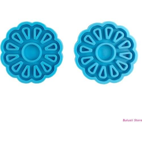 1 Pair Chrysanthemum Earrings Epoxy Resin Mold Ear Pendant Casting Silicone Mould DIY Crafts Jewelry Mold AXYD
